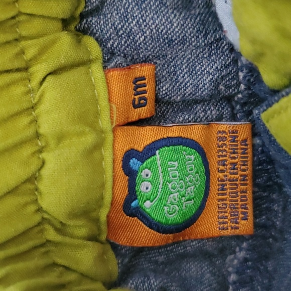 100% cotton Gagou Tagou 6m blue jeans with green accents - Picture 2 of 4